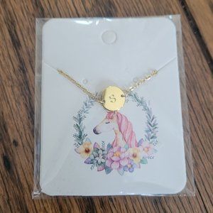 Small Circle Initial Necklace (Letter S)